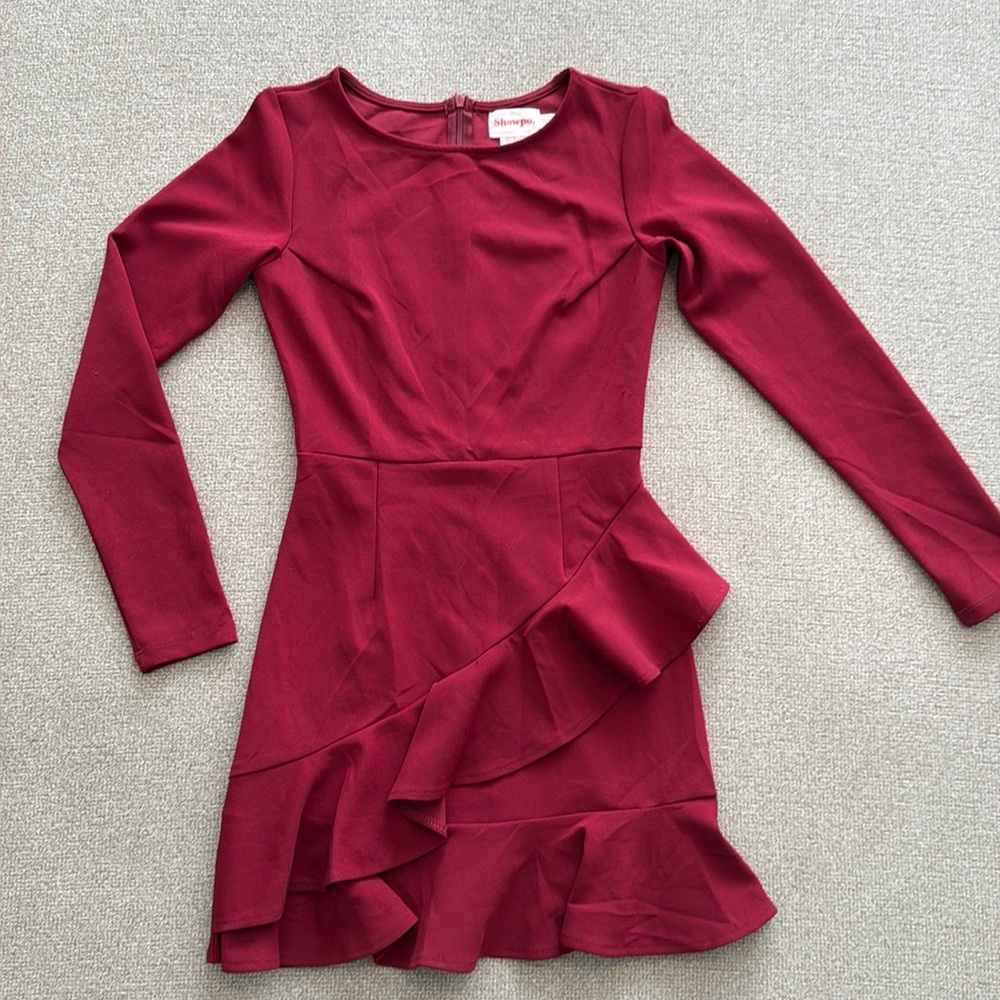 Red Long-Sleeved Mini Dress
